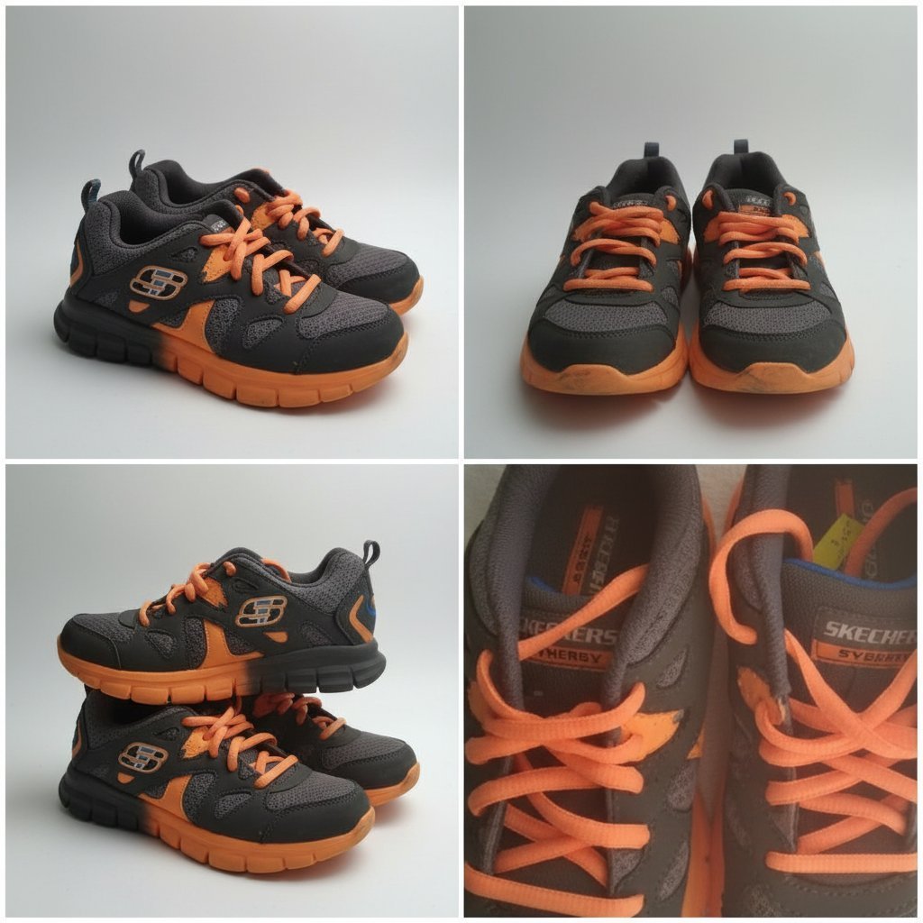 SKECHERS ULTRA CONFORT POINTURE 32 GRIS ET ORANGE NEUF