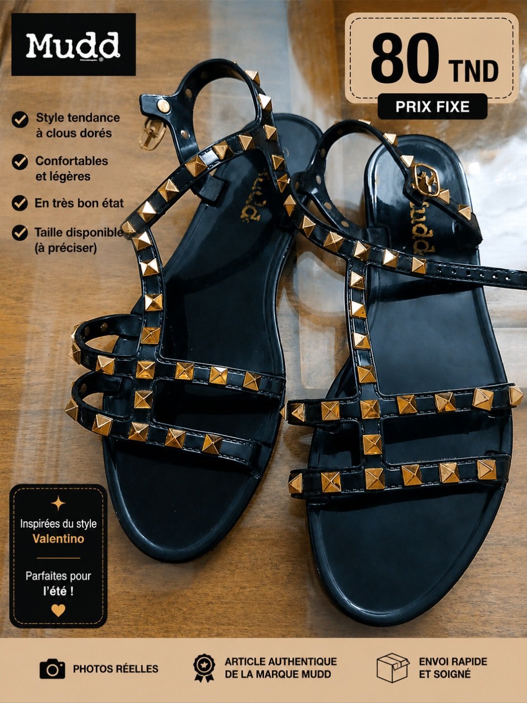 Sandale Automatique de la marque MUDD inspirée du style  VALENTINO 