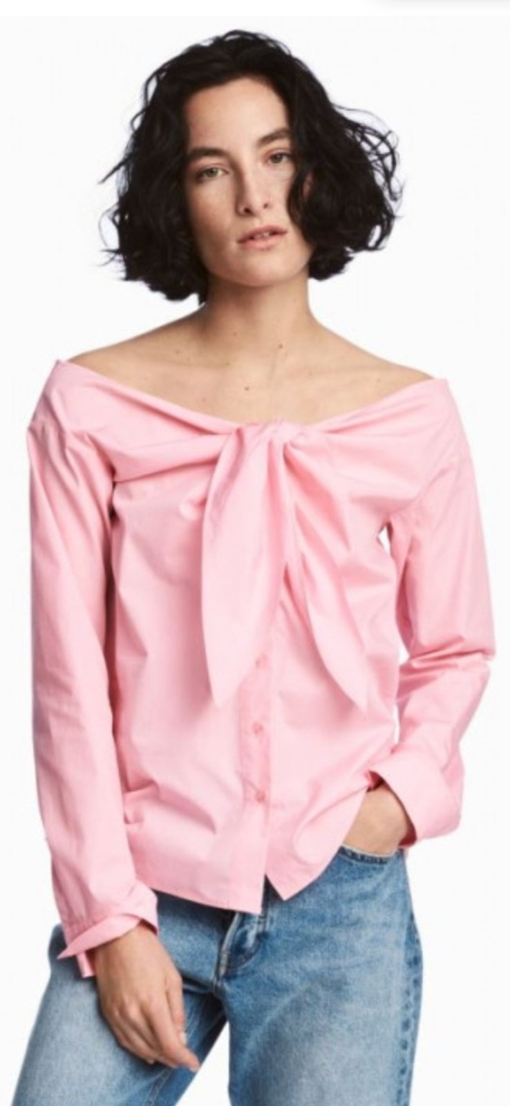 Chemise rose pastel col élastique marque H&M