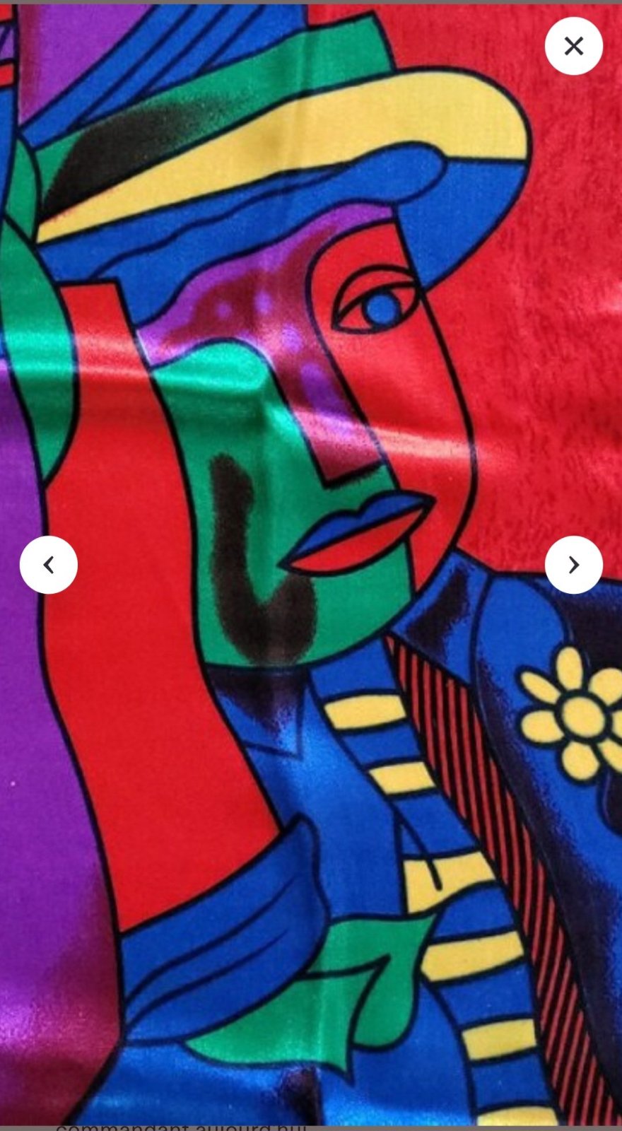Foulard vintage années "90" imprimé cubisté style 💝💝PICASSO 💝💝  52×52 