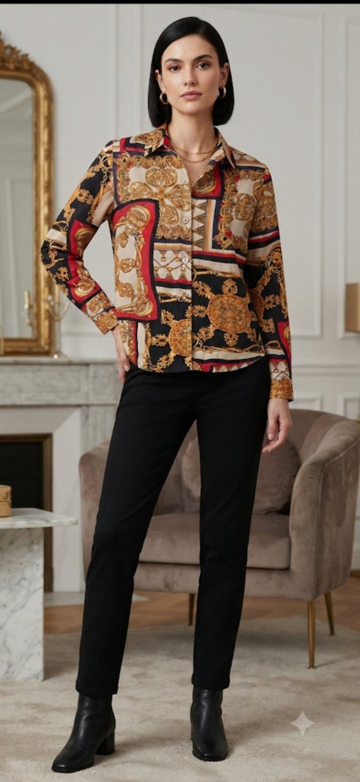 Magnifique chemise imprimé vintage d'inspiration  baroque très tendance marque  MOD.STYLE. 