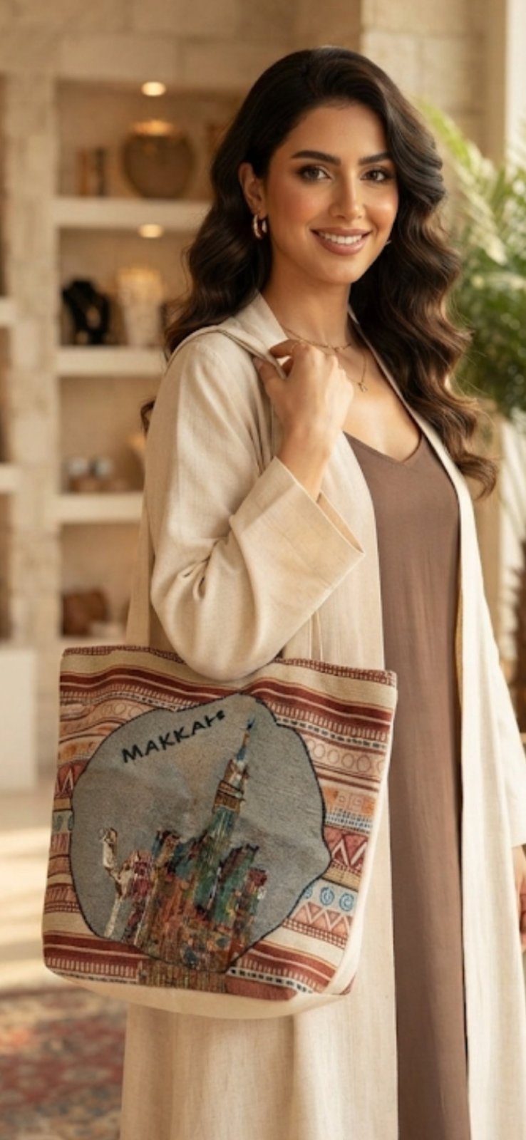 Magnifique sac provenance d'Arabie saoudite présente un motif inspiré de la Mecqua et Médina 