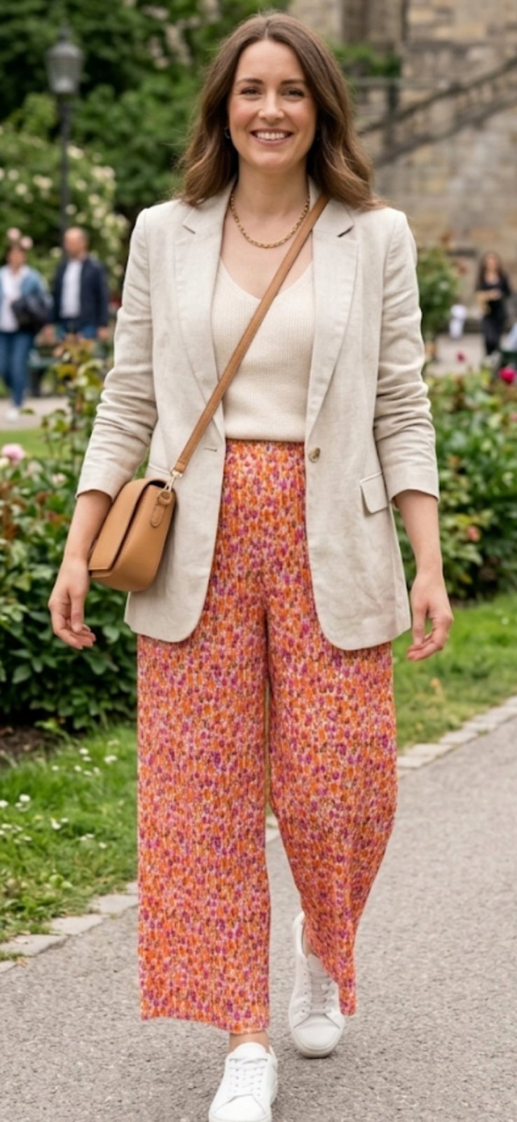 Pantalon plissée fleuri marque Pageone convient L/XL