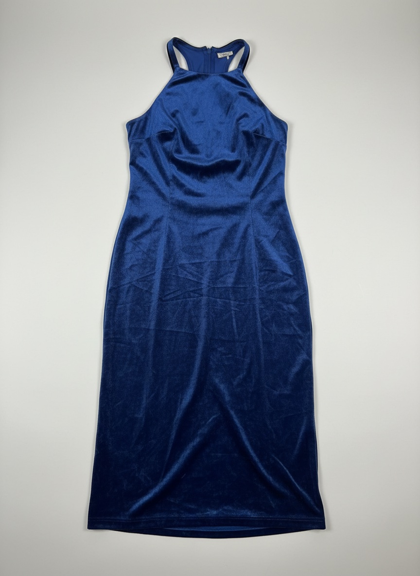 Robe Satin Bleu Nuit Élégante