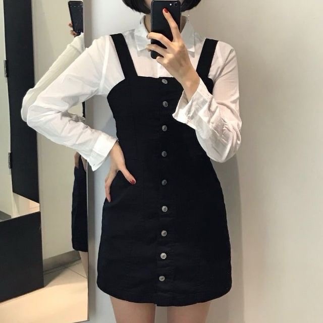 Robe salopette mini H&M velours noir