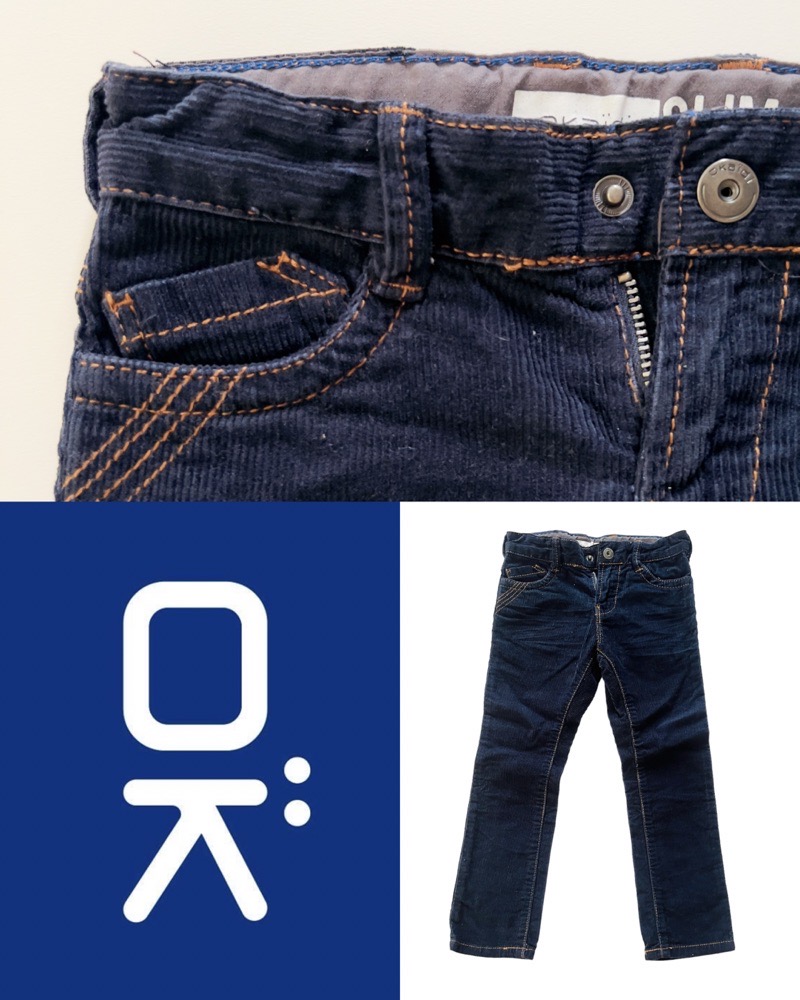Pantalon en velour bleu, slim,  OKAIDI, fille 4 ans