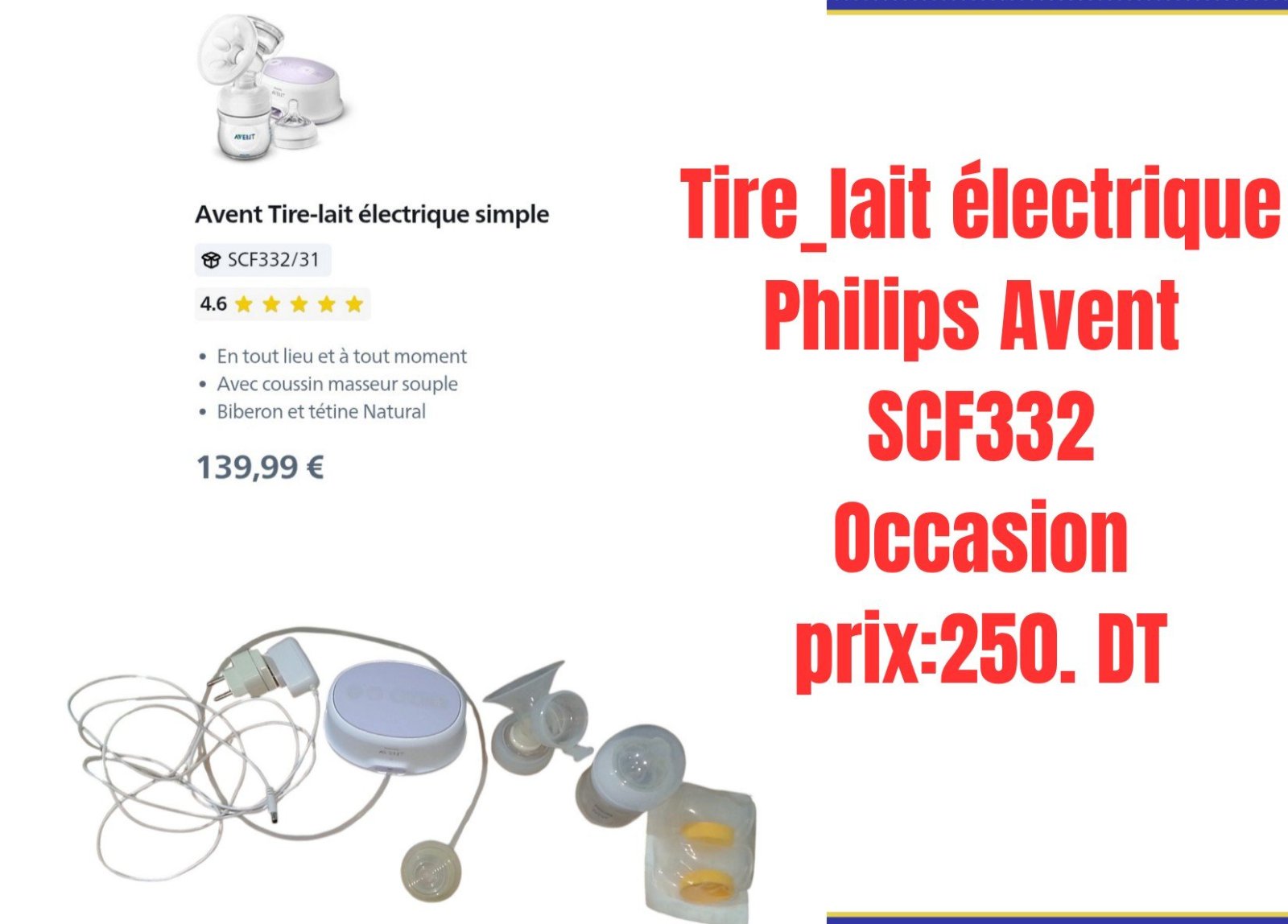 Tire-lait électrique Philips Avent SCF332