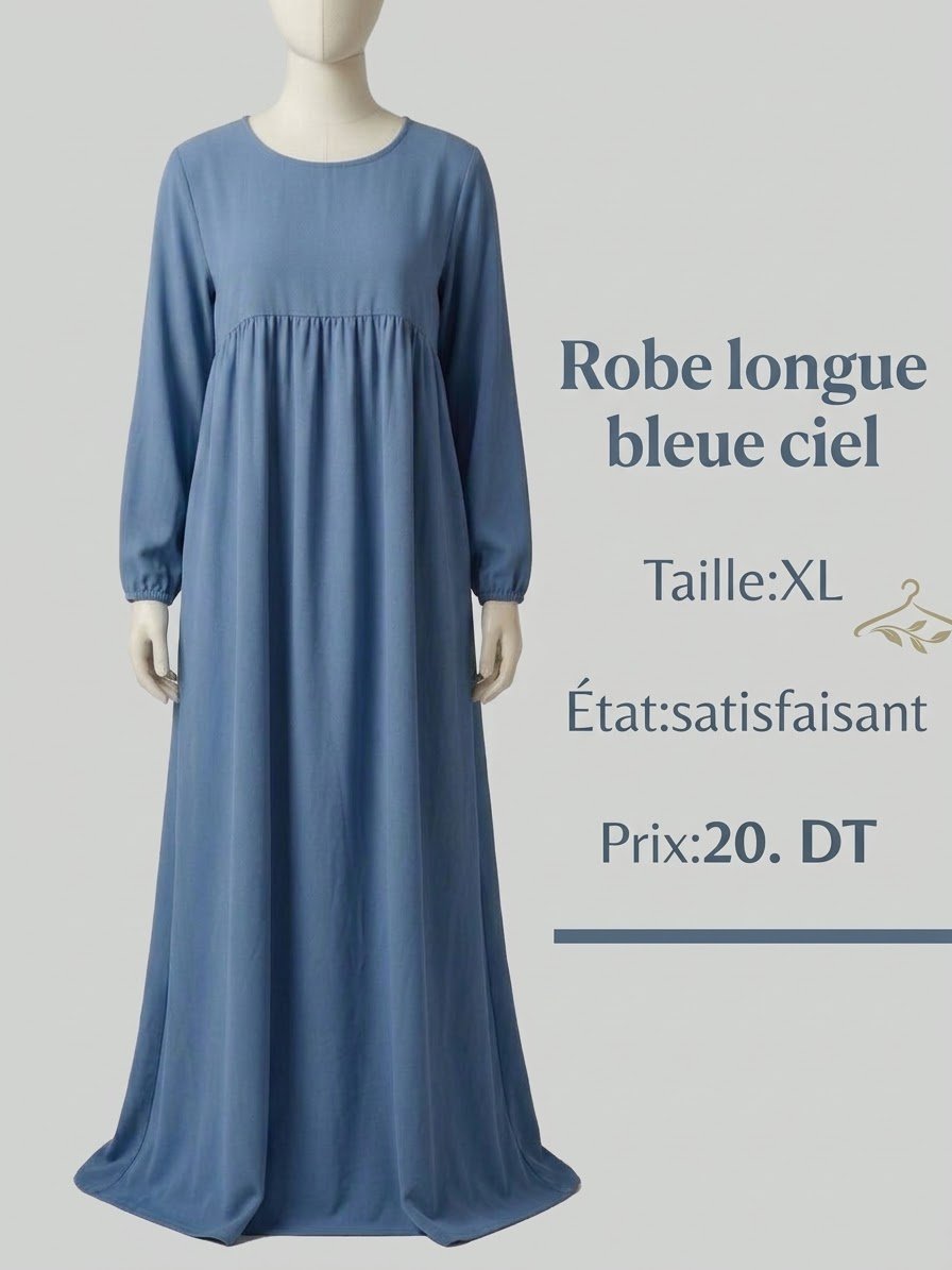 Robe longue Bleu Ciel