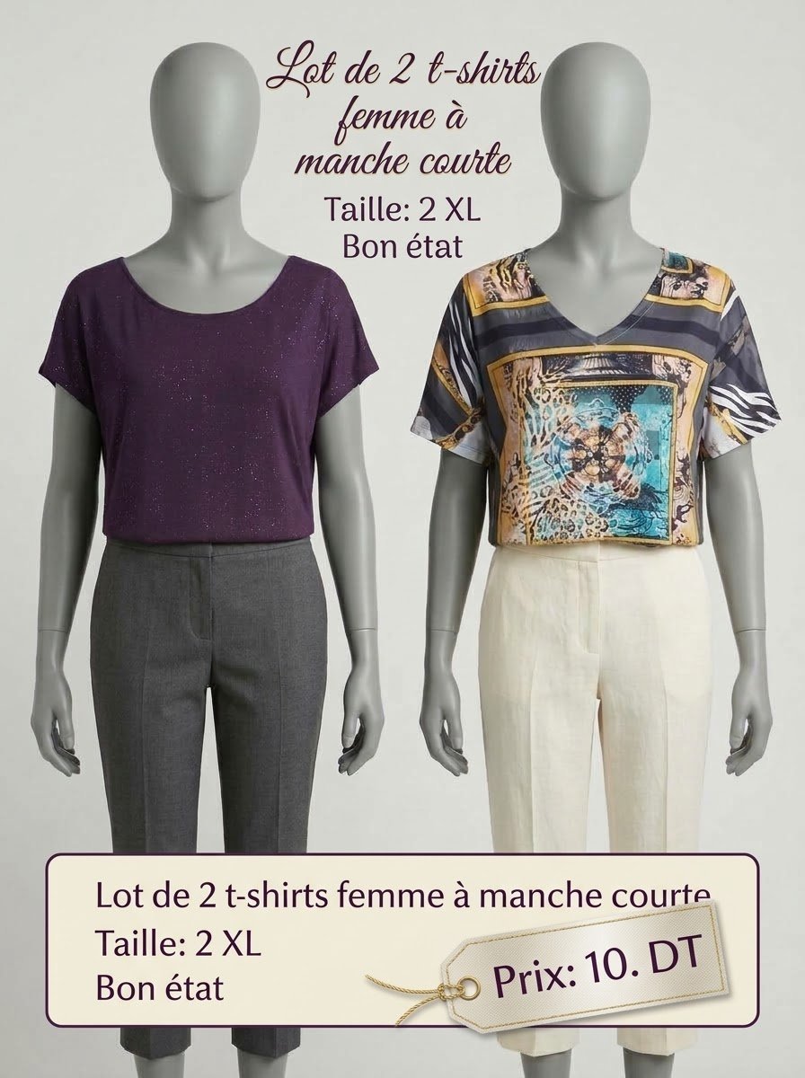 Lot de 2 T-shirts Femme à manches courtes