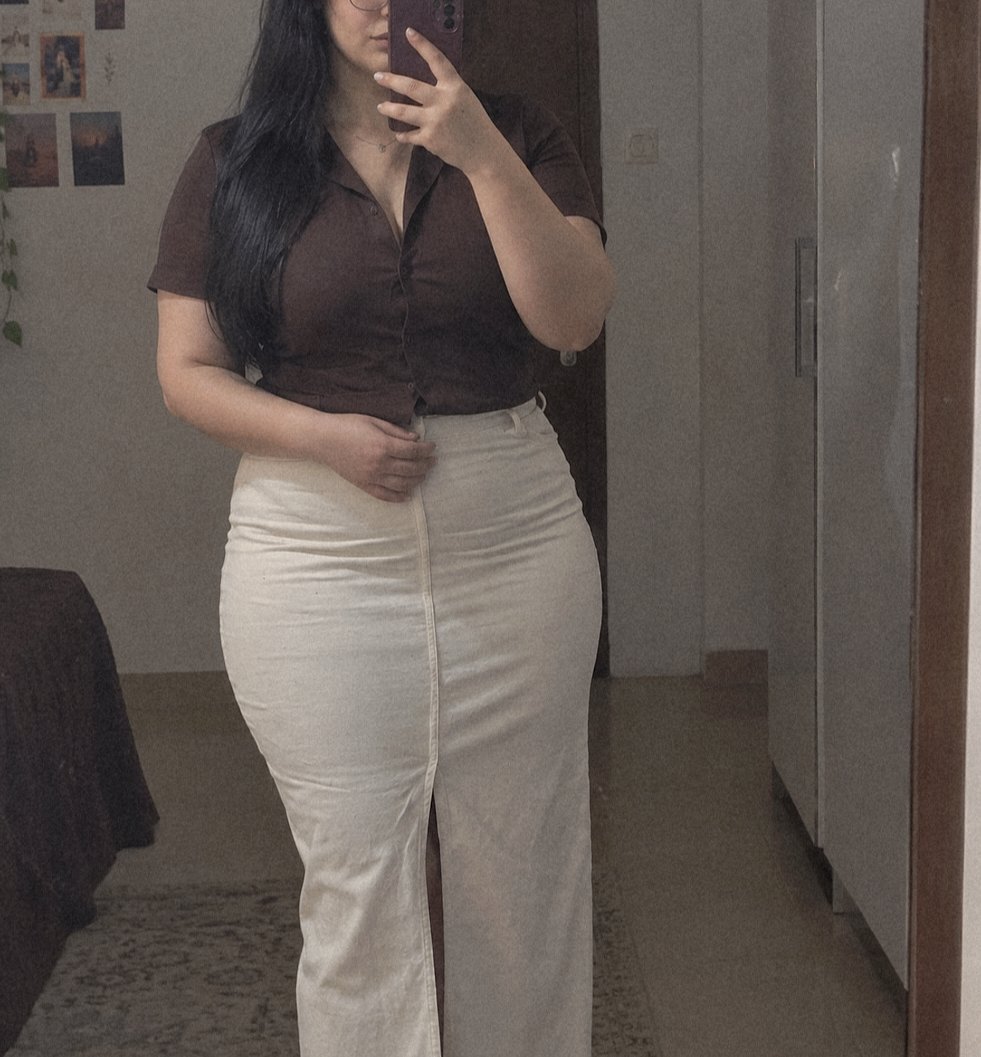 Jupe beige en denim