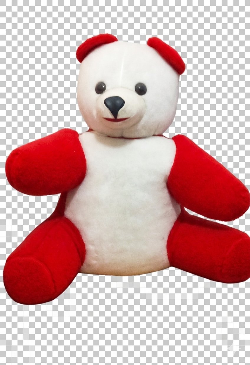 Magnifique Peluche Ours Géant Rouge & Blanc 