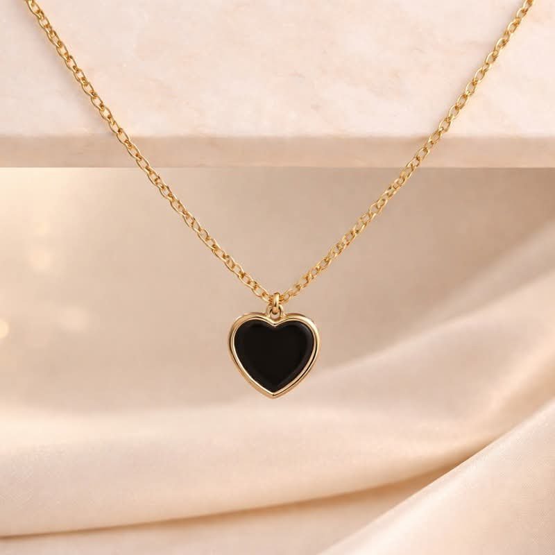 Collier coeur vert profond en acier inoxydable