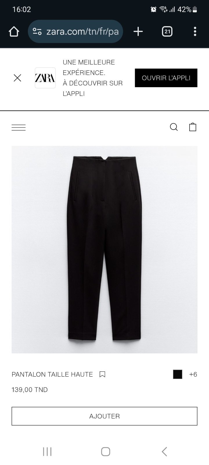 Pantalon noir zara