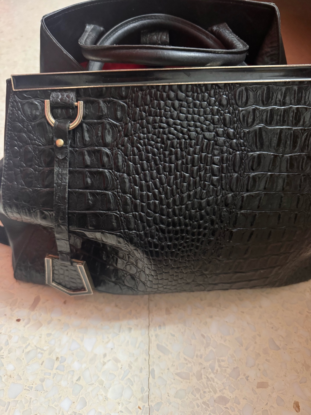 Sac cuir en crocodile 