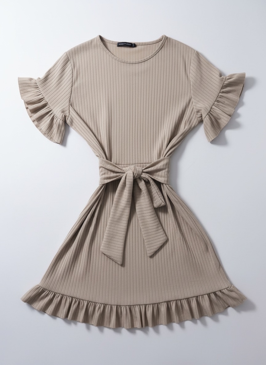 ✨ Robe beige élégante avec ceinture à nouer – Taille S/M ✨