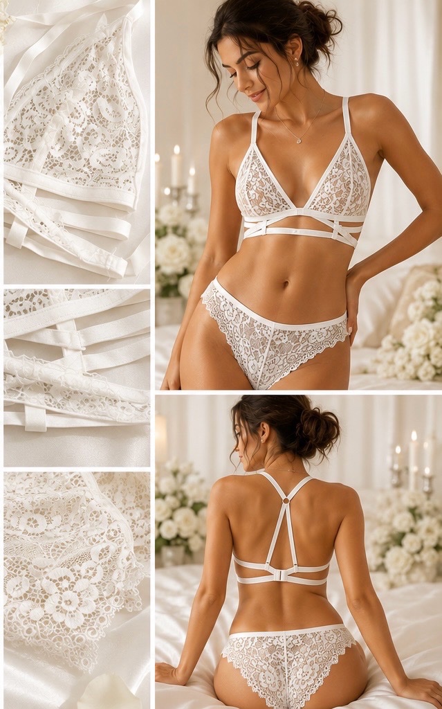 Ensemble de lingerie en dentelle blanche 🤍