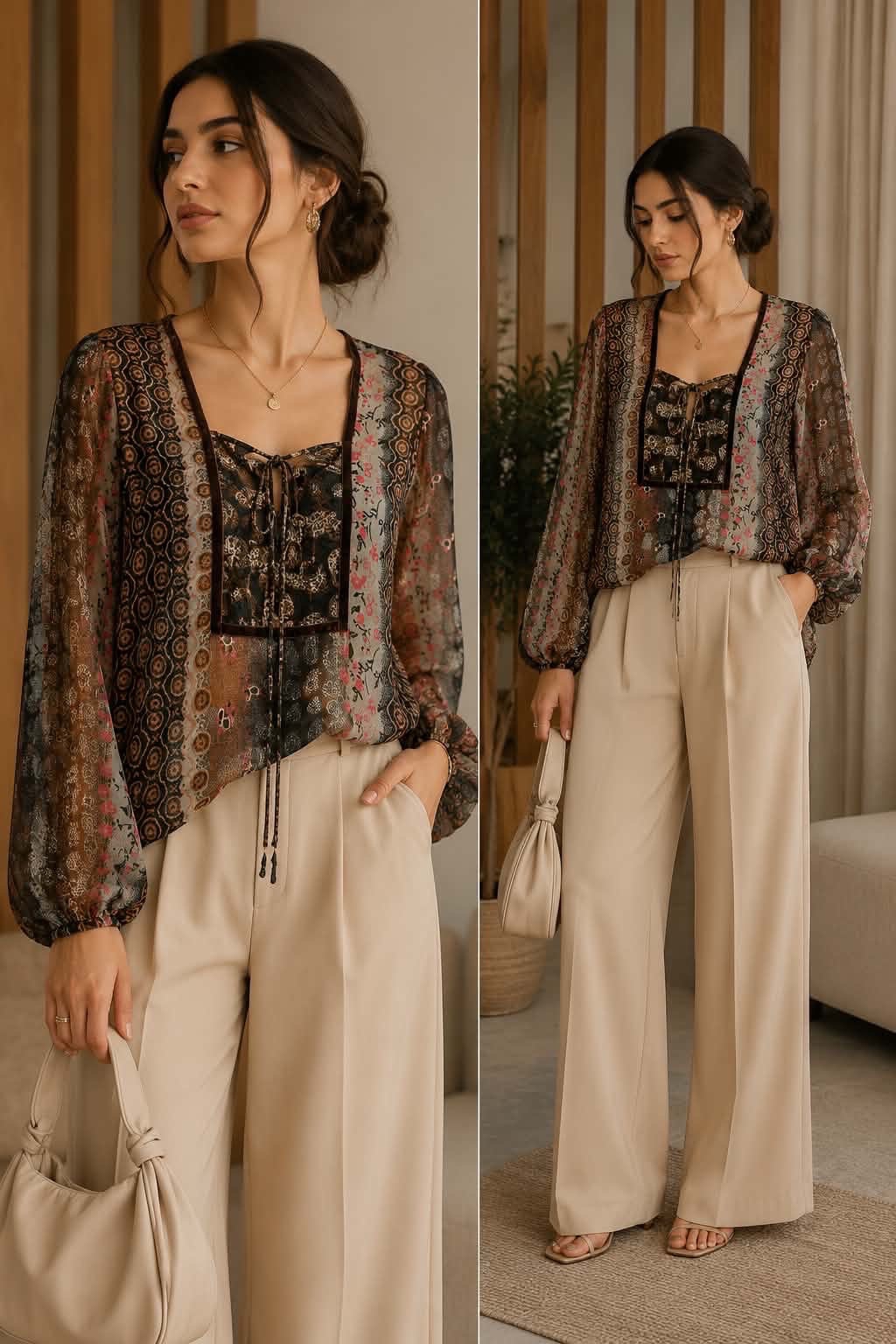 Blouse en mousseline imprimée 