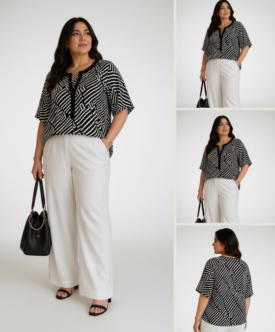 Blouse imprimée noir & blanc