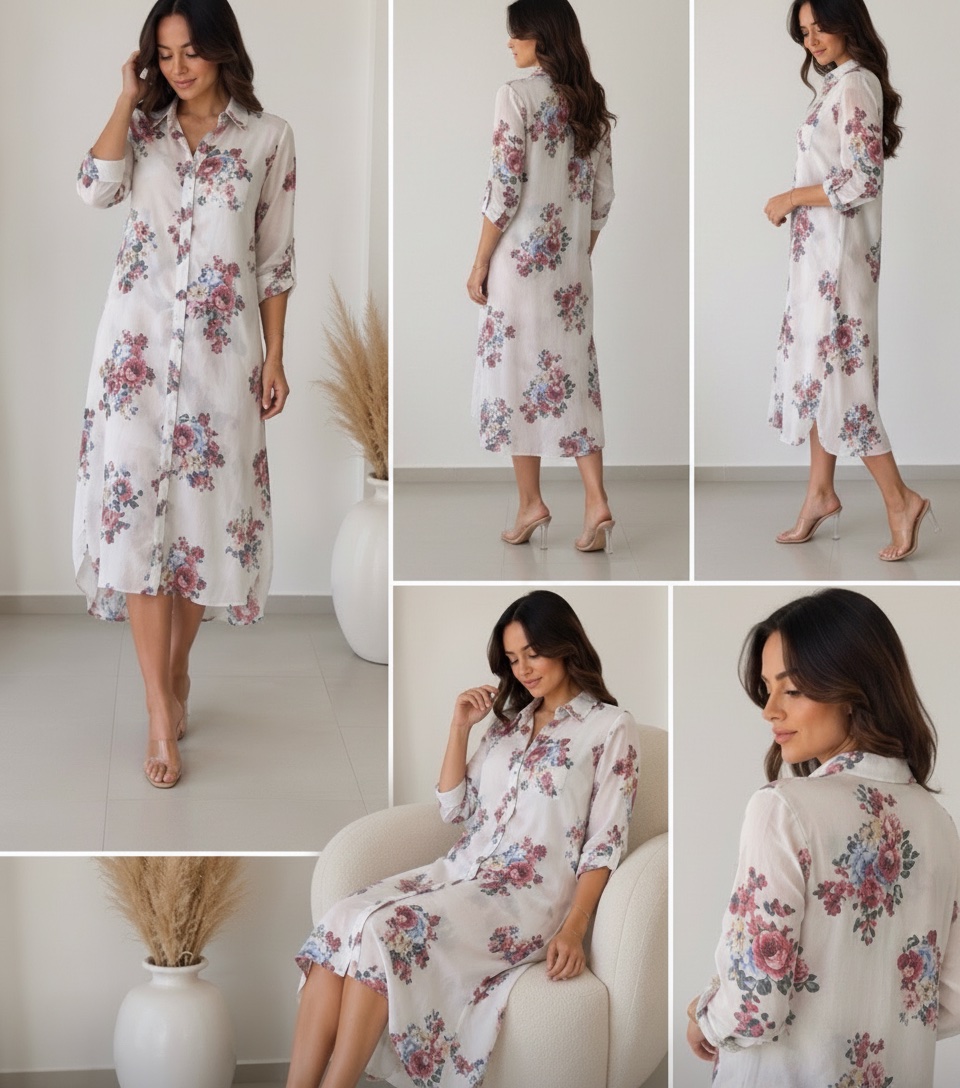 🌸 Robe chemise longue fleurie 🌸