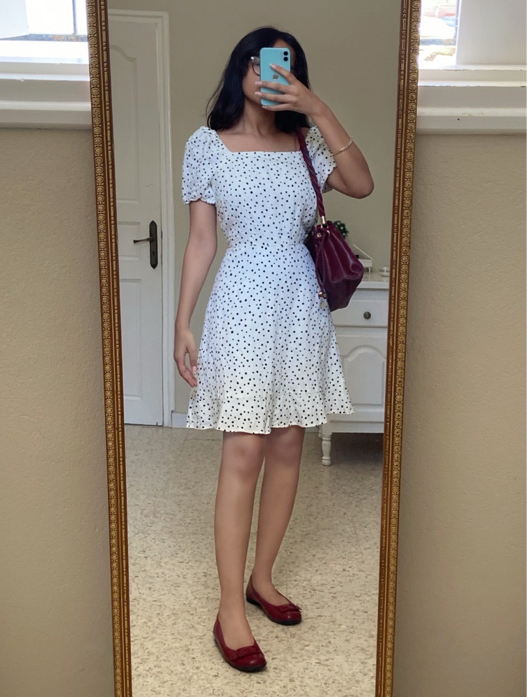 Linen polka dot dress