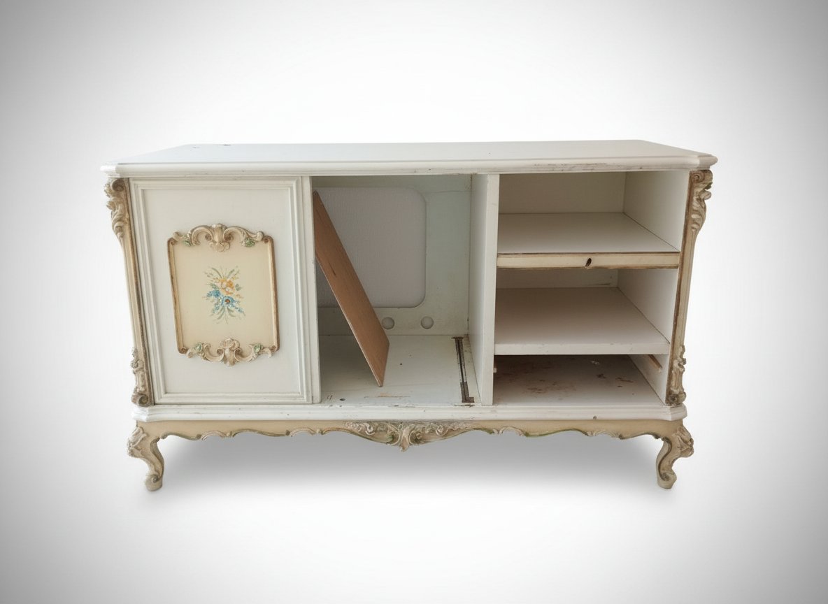 Buffet ancien style vintage blanc