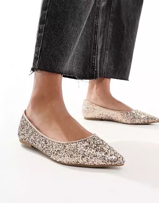 Ballerines dorés pailletés