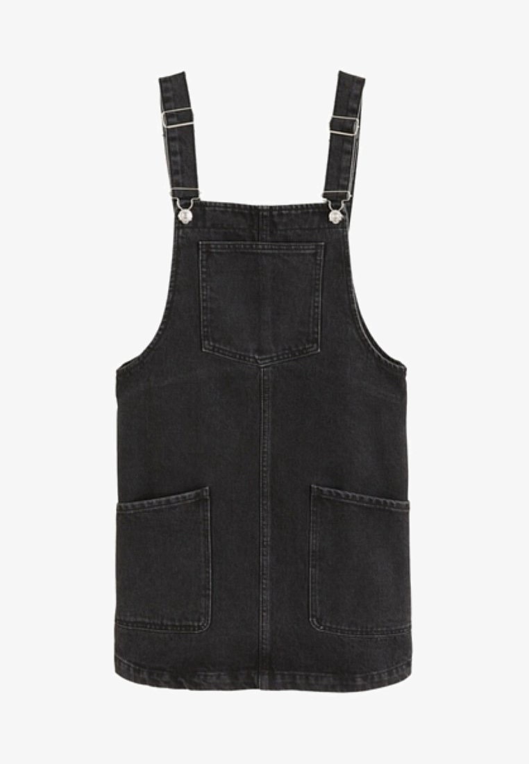 Robe-salopette en denim noir délavé de la marque Mango