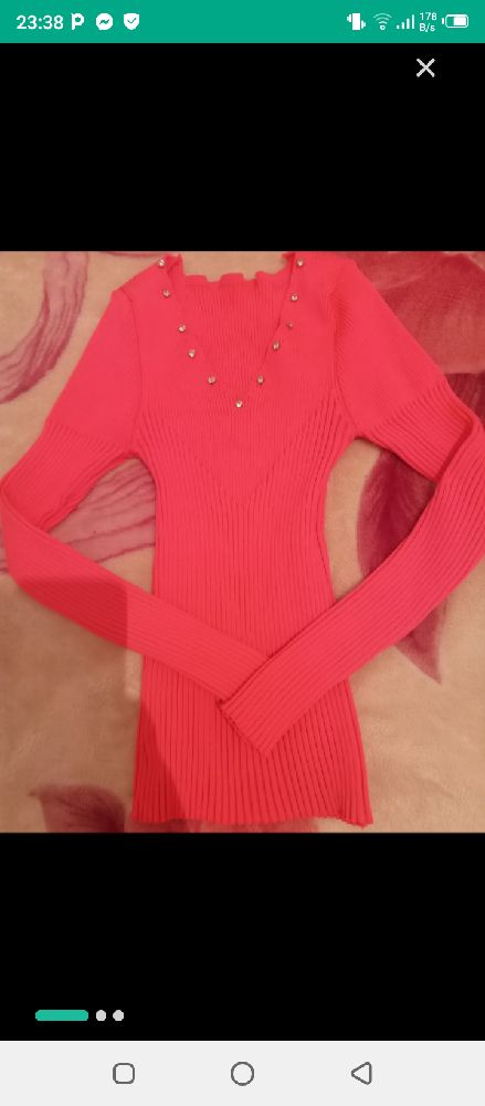 Pull élastiqué rose fauchia importé porte 1 fois