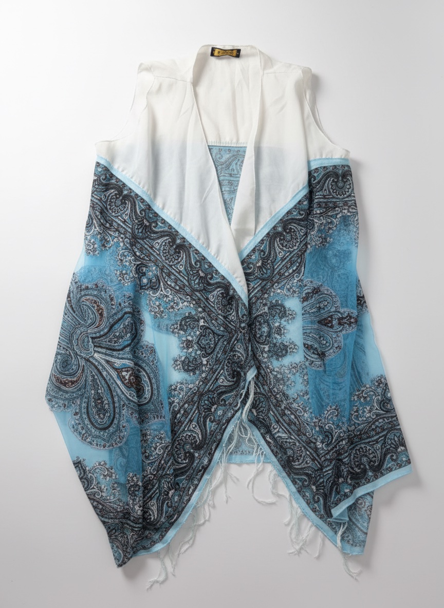  lightweight blue paisley print wrap dress 