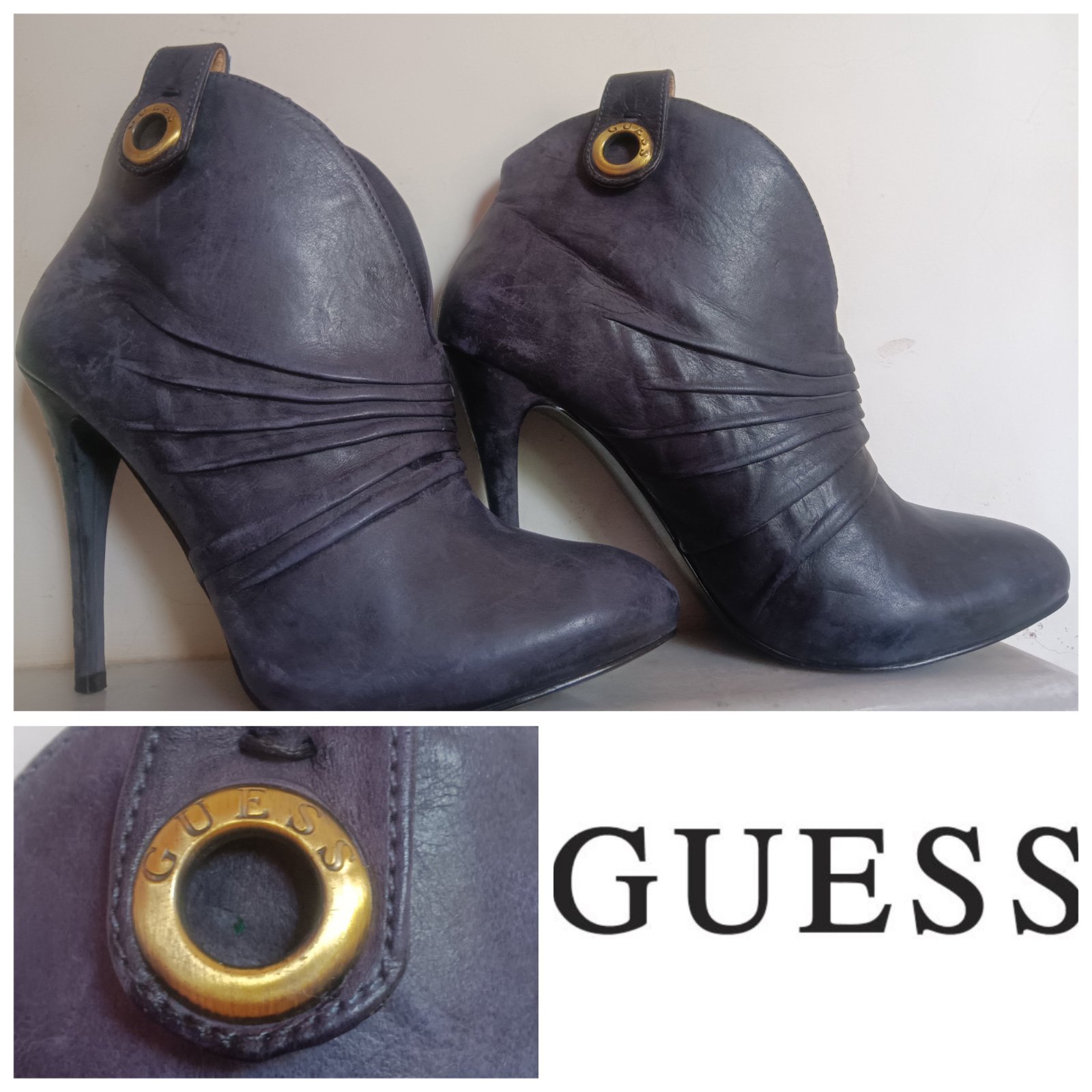 Talon GUESS bleu en cuire.