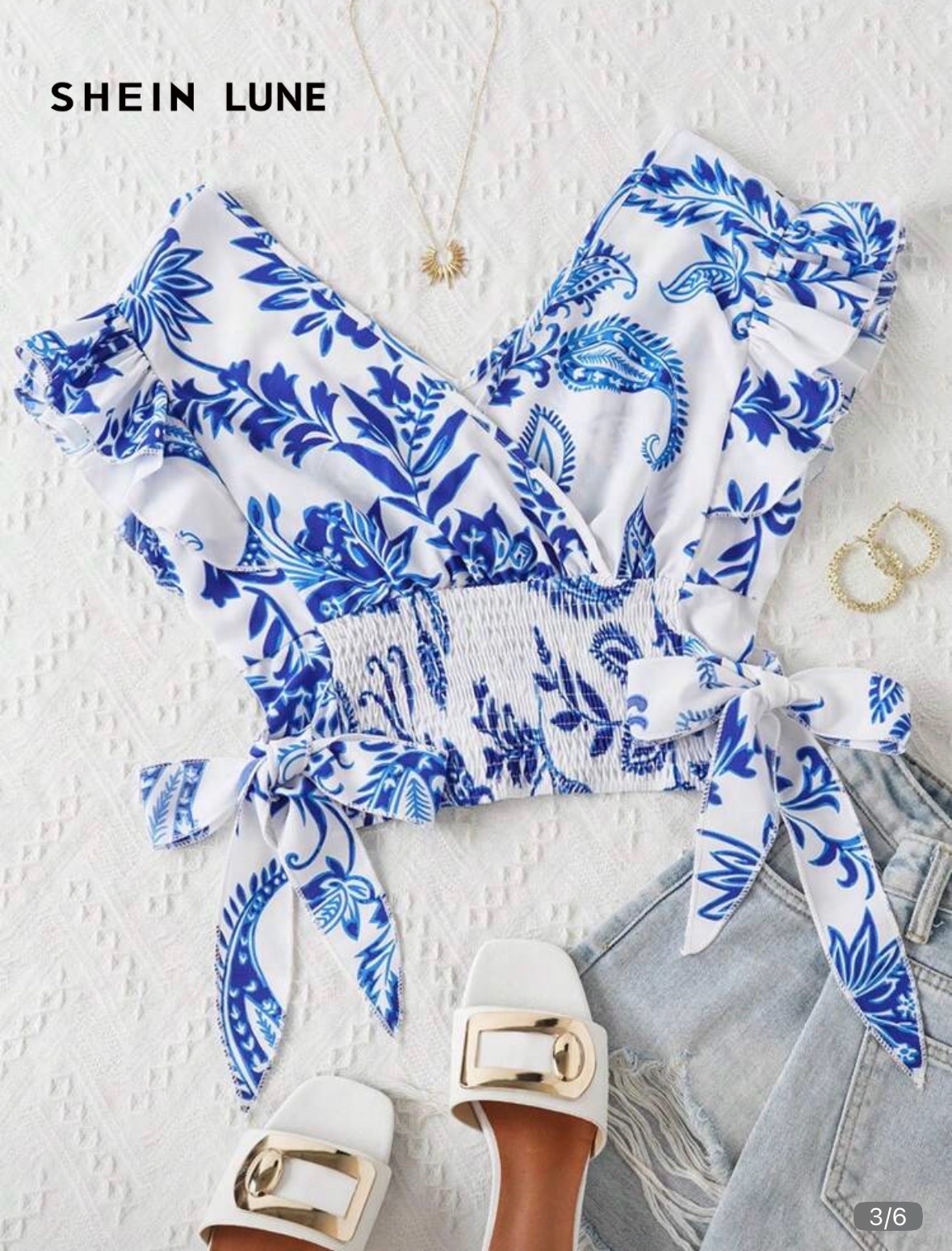  Blouse À Taille Serrée À Imprimé Floral