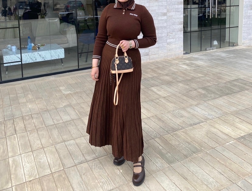 Set en laine marron malbousa mara wahda presque neuf 