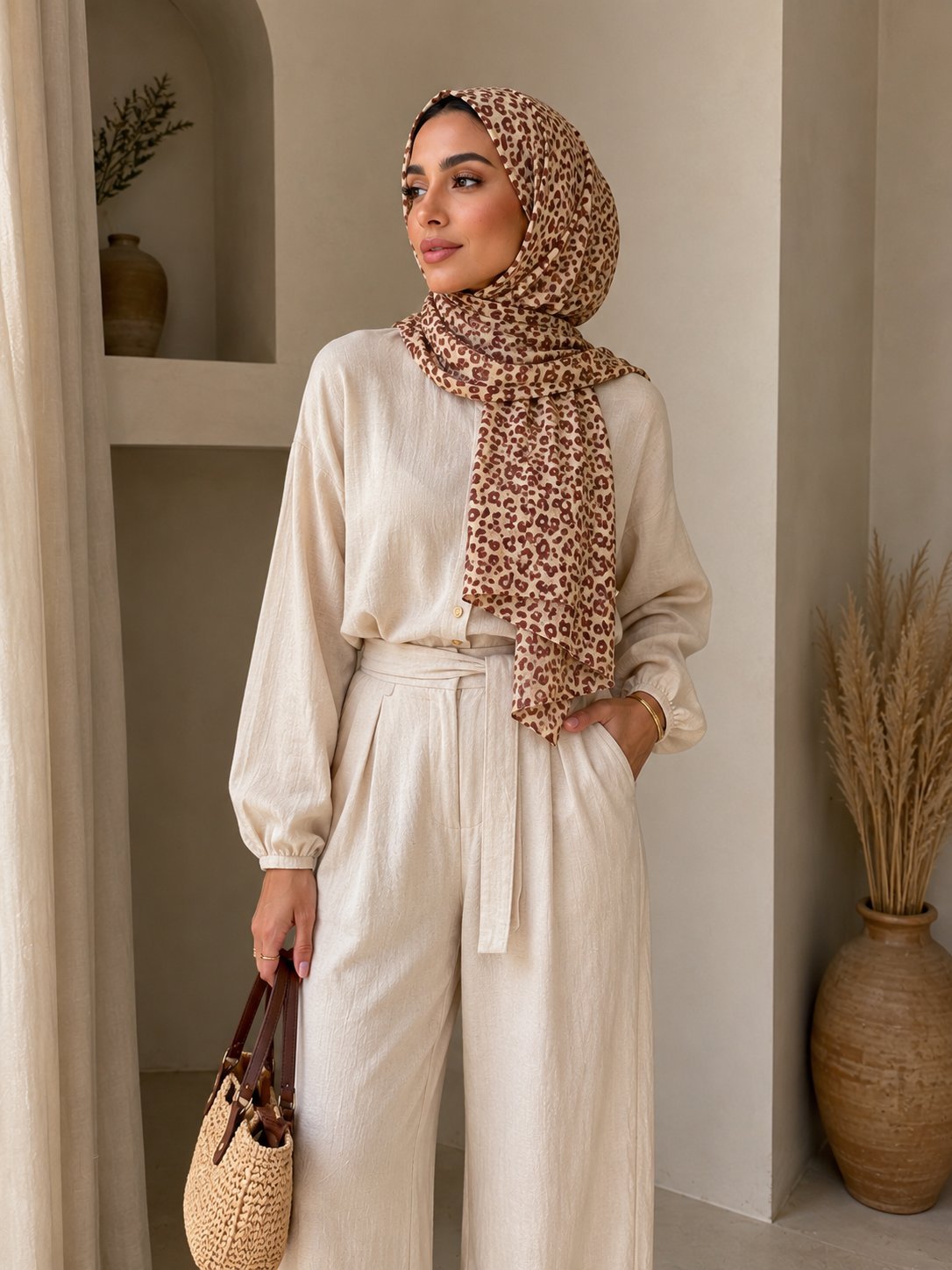 : Foulard "Léopard Doux"*