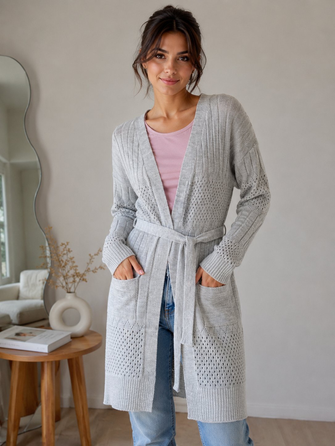 *Gilet long "Gris Nuage"*