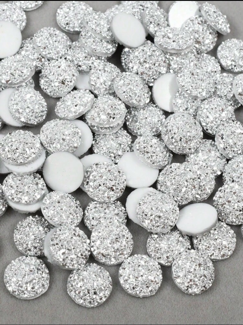 200 piéces motif rond crystale fond plastic collant avec colle