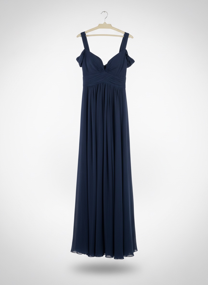 Robe soirée tissue chiffon drapper niveau poitrine avec bretelle tombant 