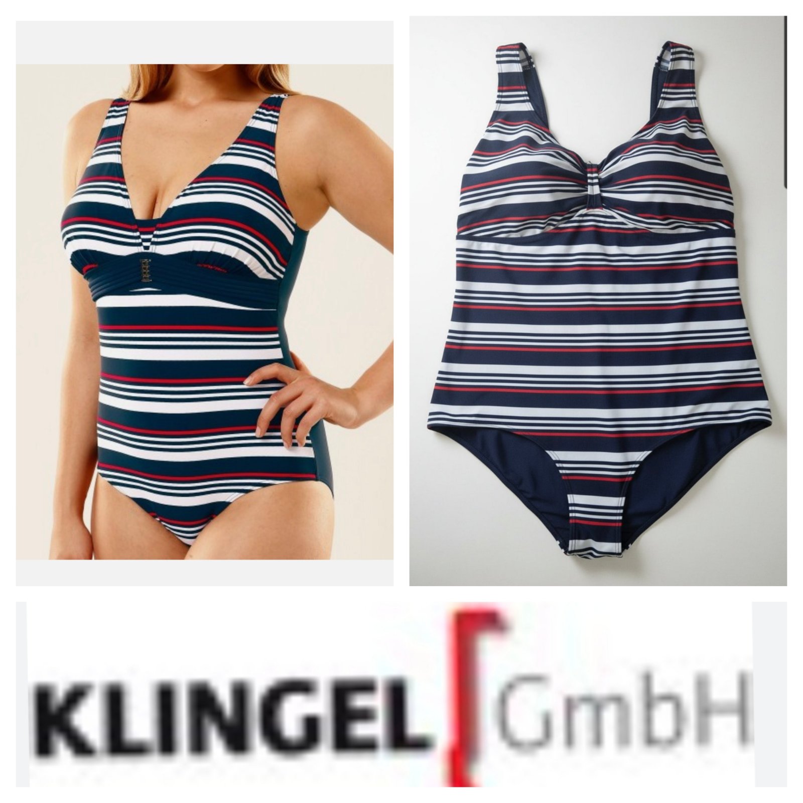 Maillot 58C style maritime rayures bleu marine/rouge/blanc taille 58C