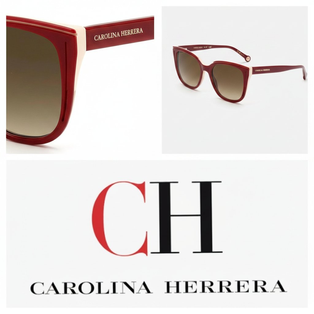 Lunettes neuves rouge bordeaux/beige CH Carolina Herrera 