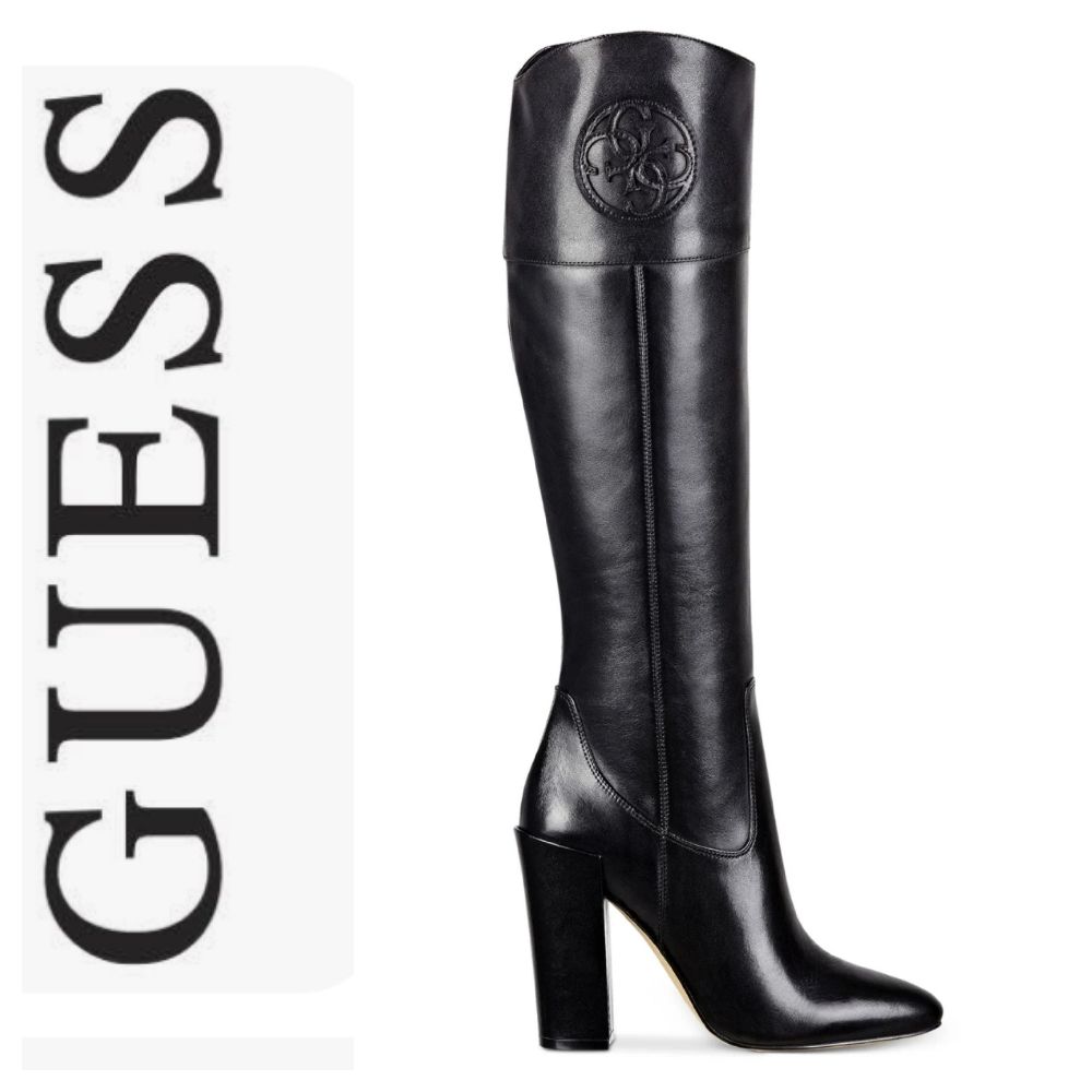 Bottes à talons hauts Guess Dalen en cuir noir 