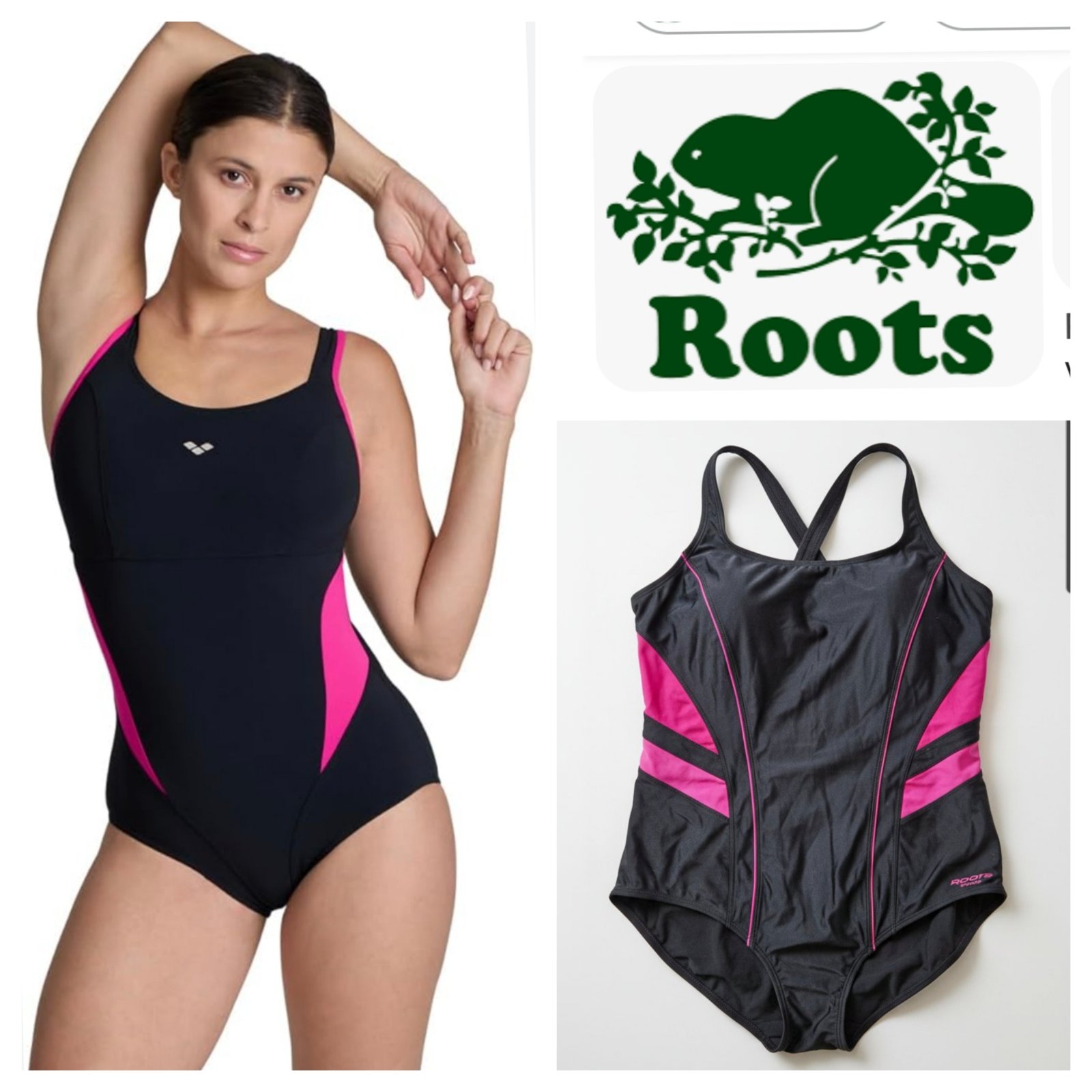 Maillot de natation noir/fushia 42/44