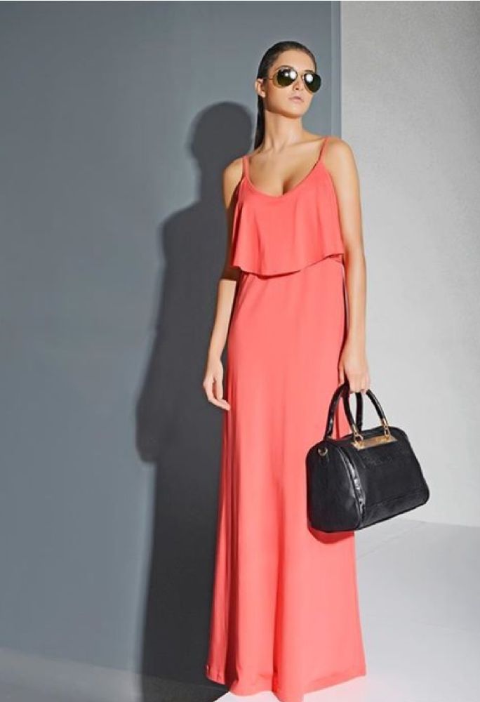 Robe mossimo maxi très fluide en crêpe de mousseline 