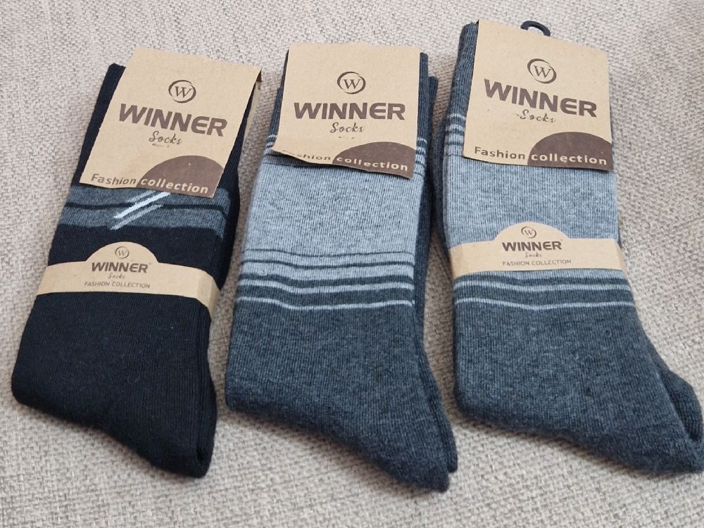 3 paires de chaussettes homme gris/noir molletonné 39/43