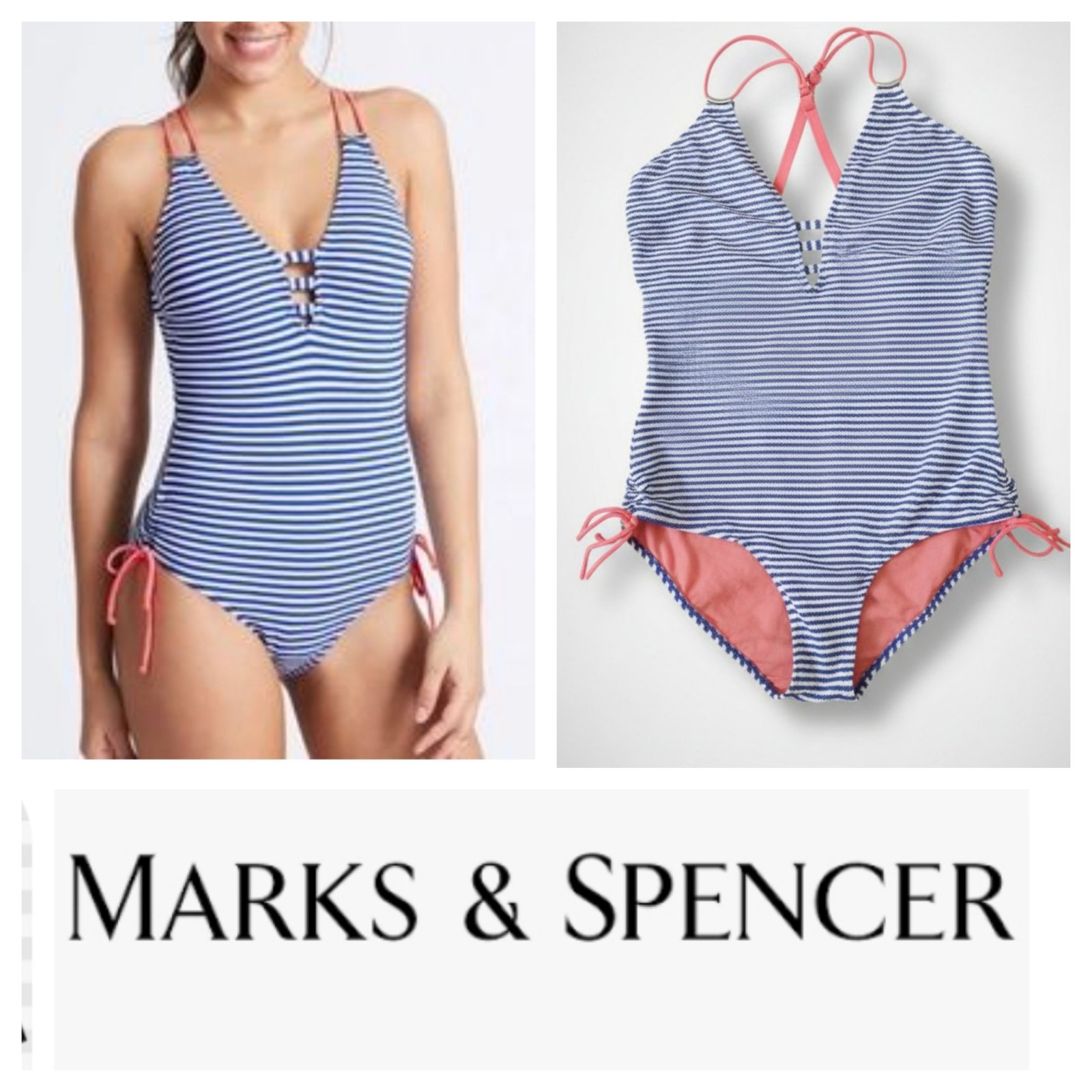 Maillot M&S rayure Blanc/bleu/corail