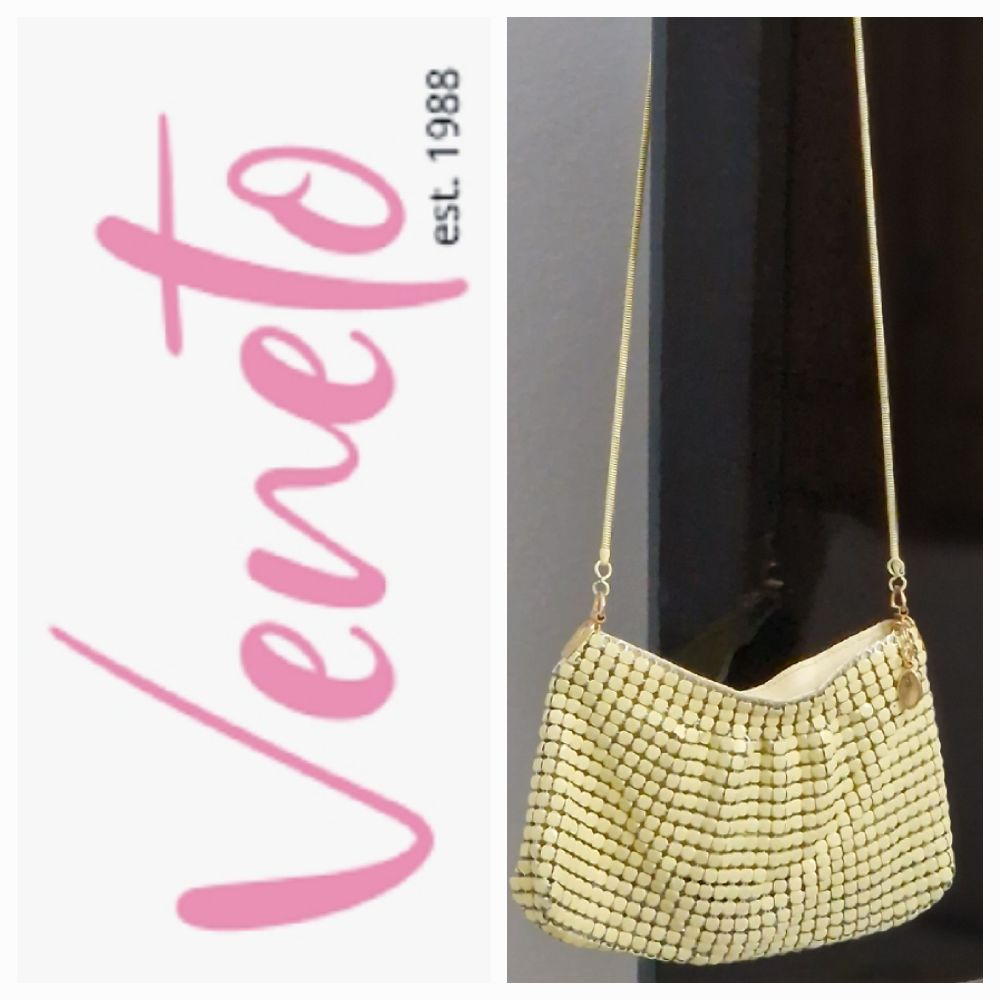 VENETO vintage crossbody en mesh métallisé jaune citron 🍋