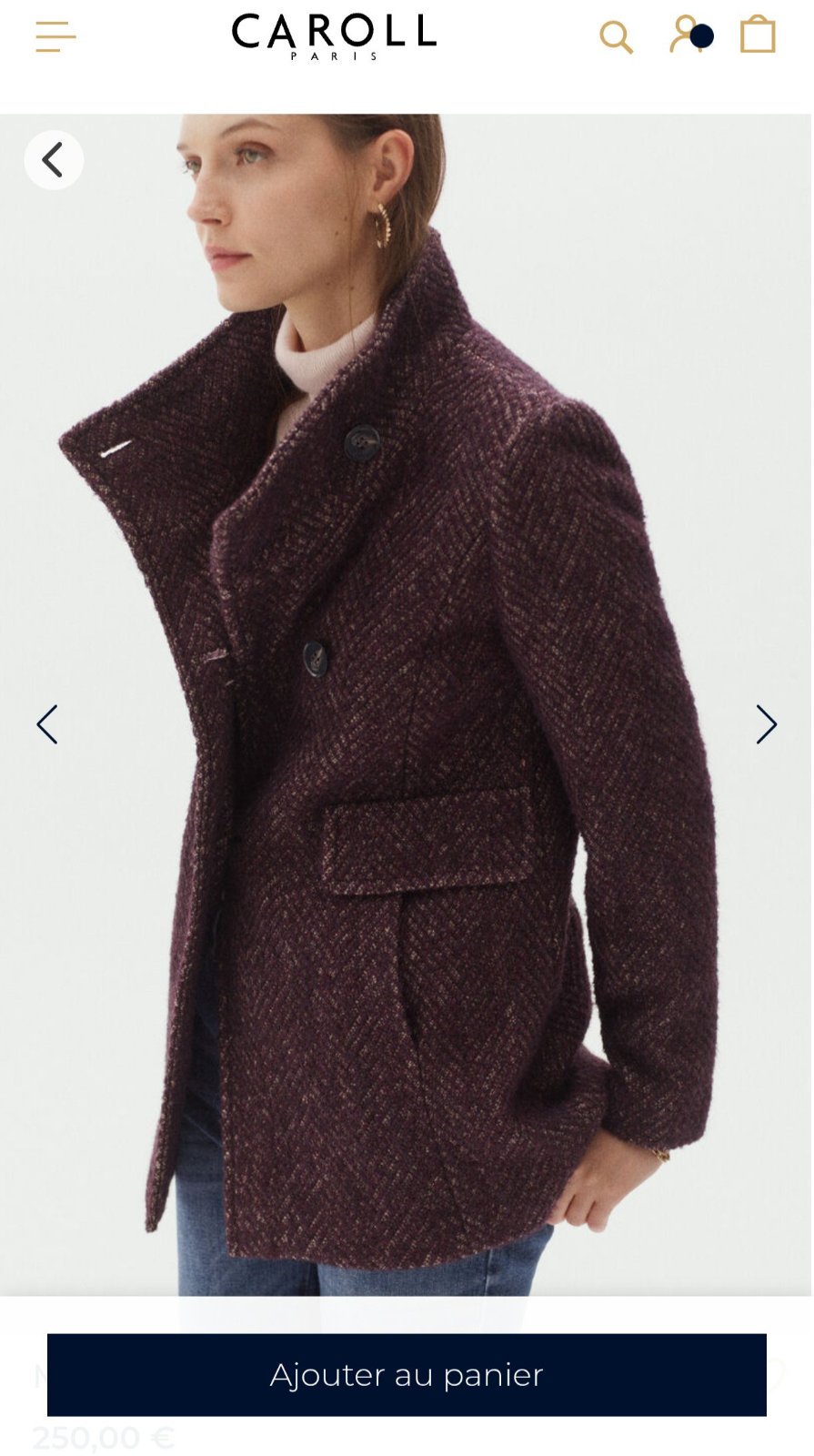 Manteau prune en laine mélangée 