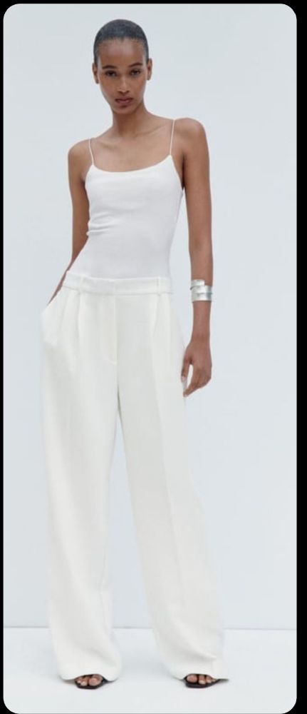 Patalon Zara blanc cassé 