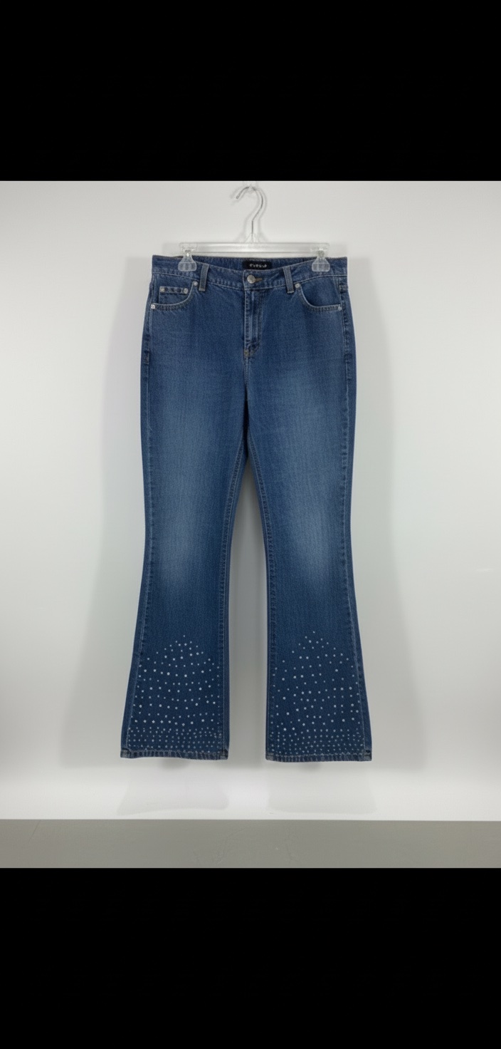 Jean S fort M curvy taille haute flare strass et pailette