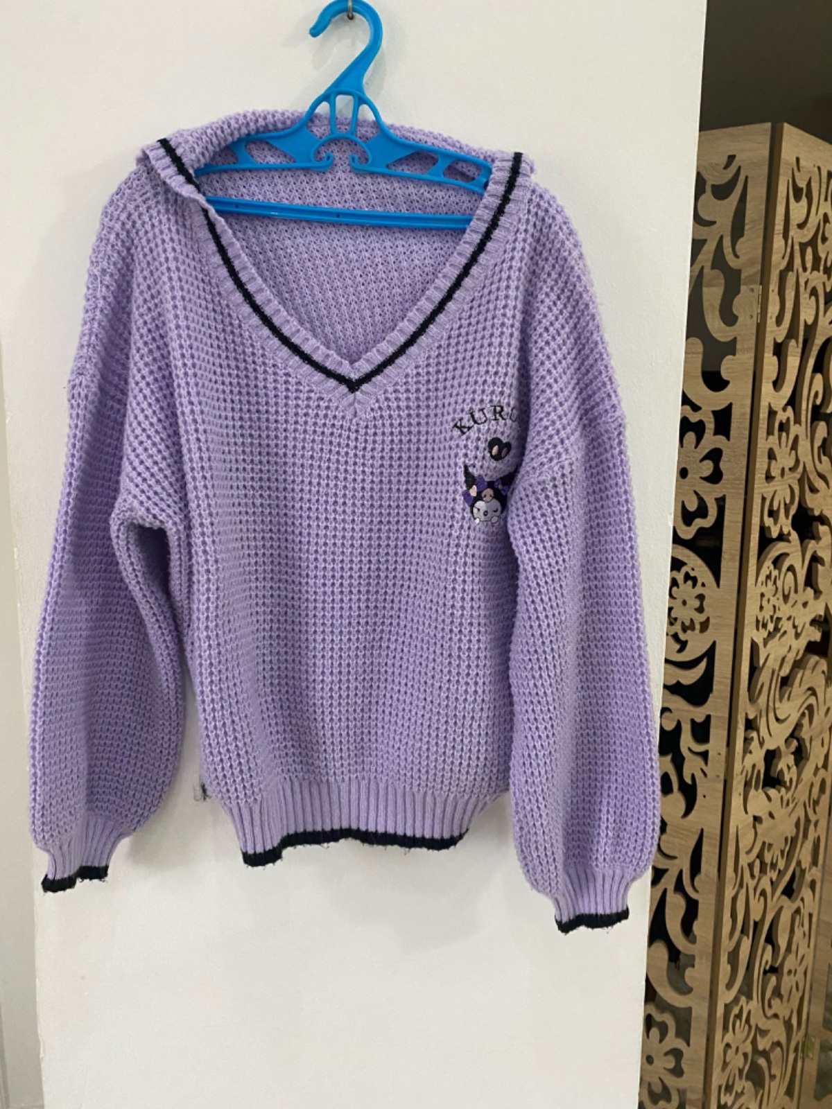 Pull en laine couleur lilas cute style anime 