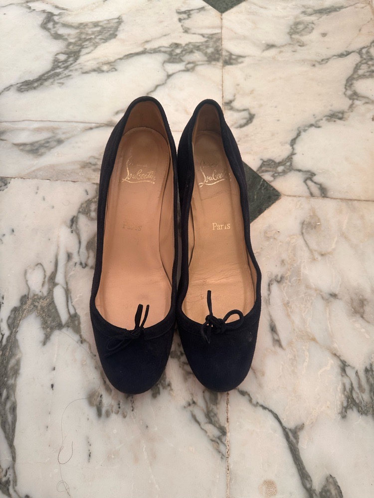 Ballerines Christian Louboutin bleu marine Daim