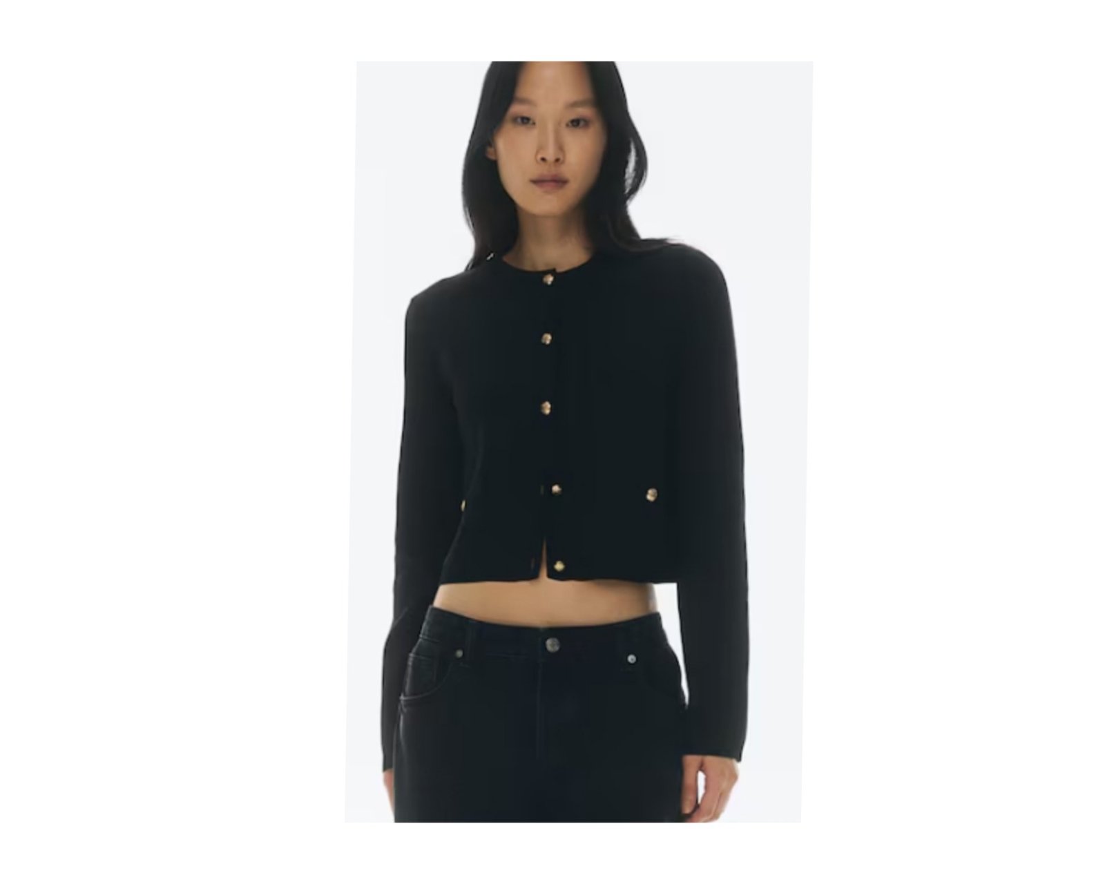 Cardigan h&m noir avec des boutons en doré taille s 